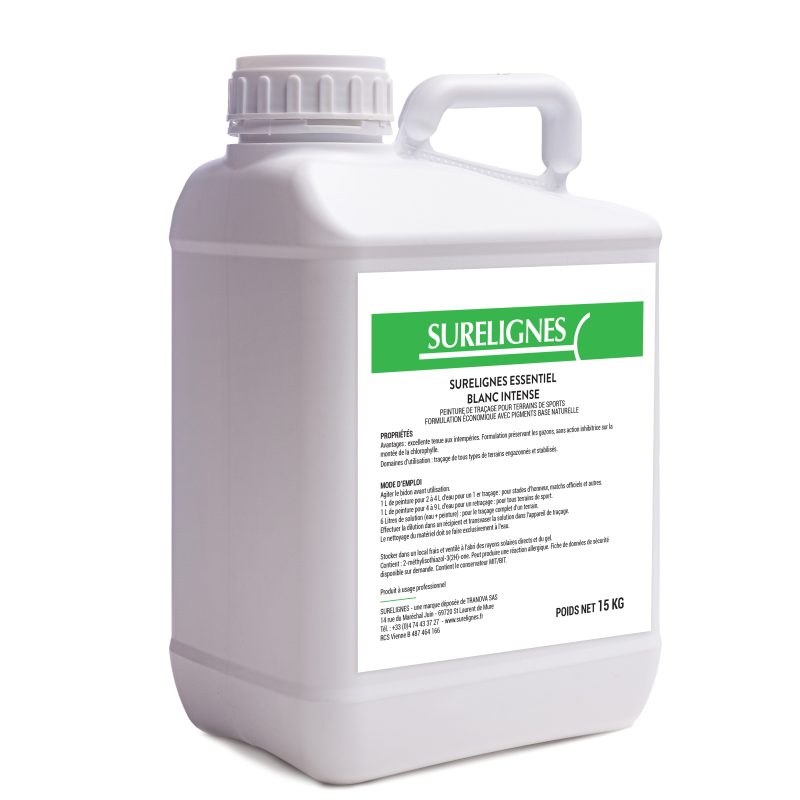 Bidon de peinture liquide en contenance de 15 kg, un produit de la marque Surelignes