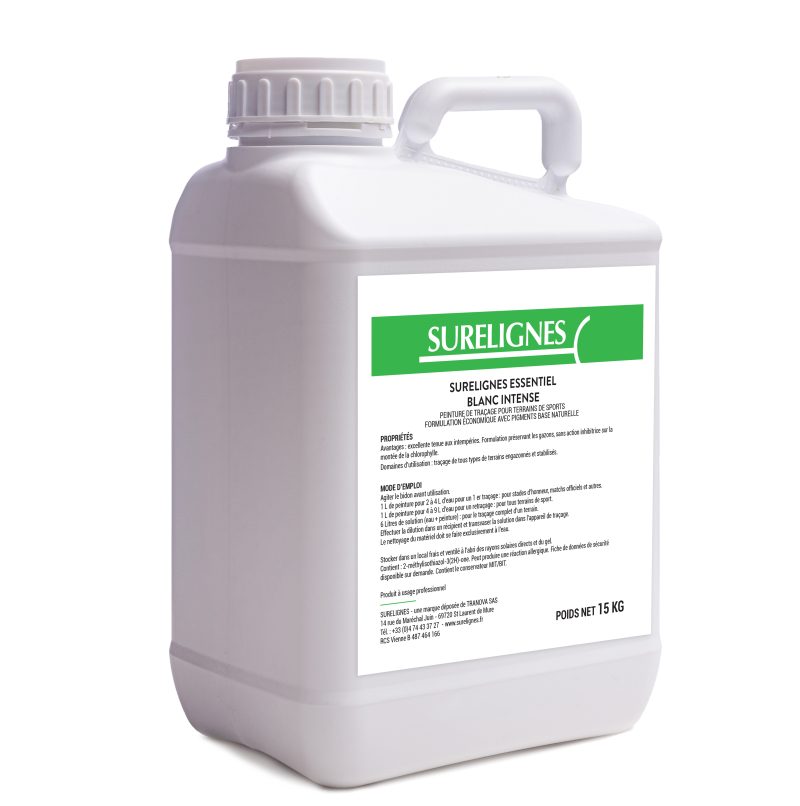 Bidon de peinture liquide en contenance de 15 kg, un produit de la marque Surelignes